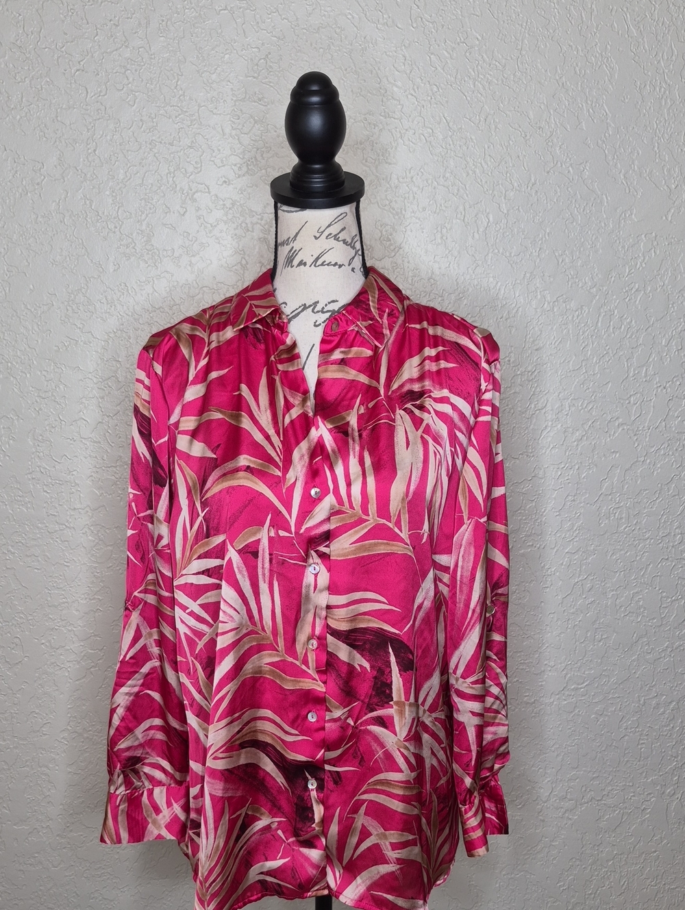 Haver Leaf Print Button Front Shirt Size‎ M